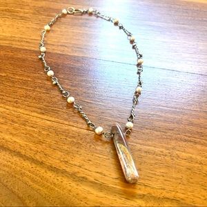 Fire Opal & Jasper Necklace with Pearls & Sterling Silver